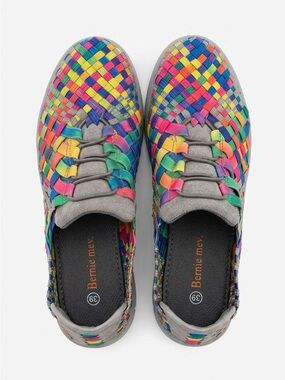 New-bernie mev. Rainbow Woven Slip-Ons with Gray Trim